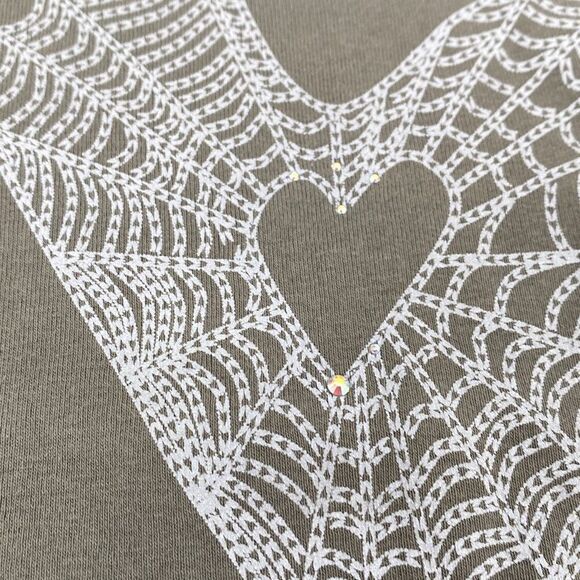 Lucy Active Fit Cotton Yoga Embellished Heart Casual Tee Grey M - Picture 7 of 12